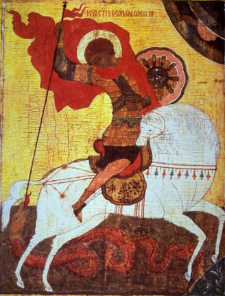 Icon depicting Saint George and the dragon
