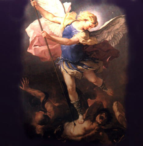 Saint Michael the Archangel fighting Satan, painting by Luca Giordano (1663)