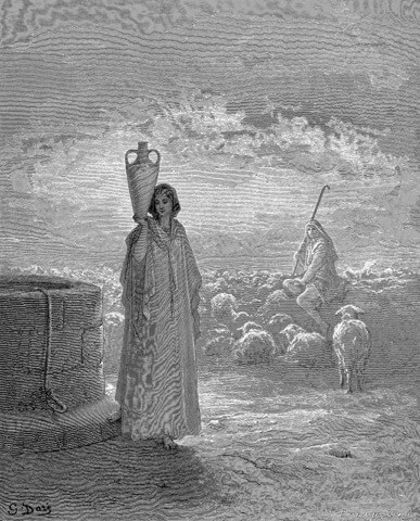 Rachel being watched Jacob in an image by Gustave Doré (1866)